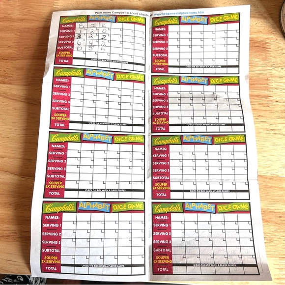 Campbells Alphabet Dice Game Crossword Family Table Camping large Soup Can - Picture 7 of 7